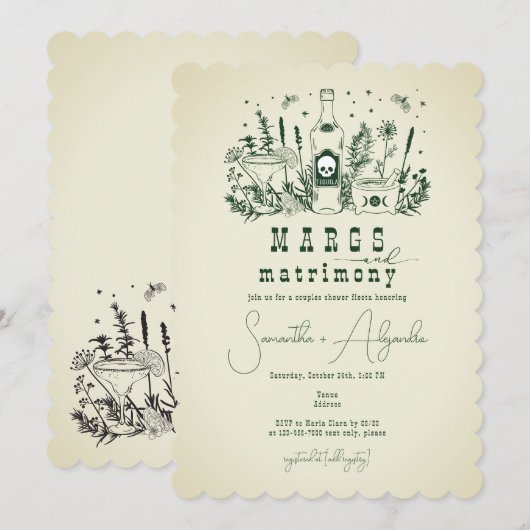 Margs Huwelijksschedel Mexicaanse Fiesta Paar Douc Kaart (Voorkant / Achterkant)