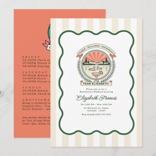 Margs Mallards & Matrimony Bachelorette aan het me Kaart (Voorkant / Achterkant)