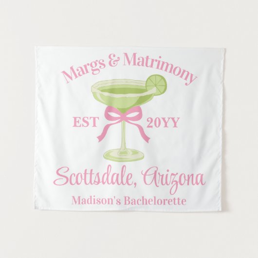 Margs & Matrimony Bachelorette Party Achtergrond Wandkleed (Voorkant (horizontaal))