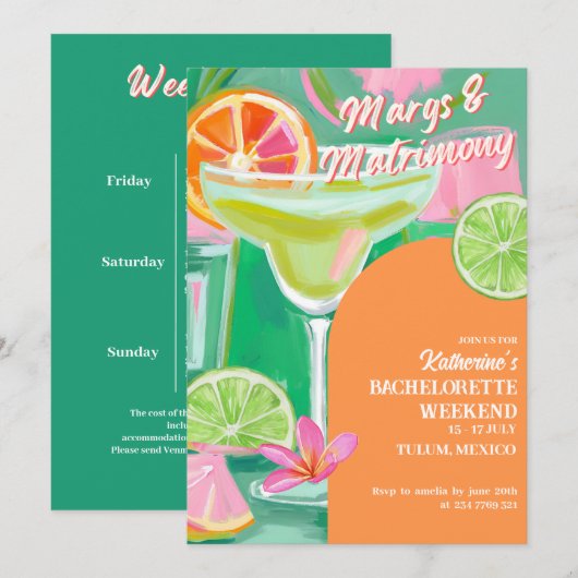 Margs & Matrimony Bachelorette Weekend Route Kaart (Voorkant / Achterkant)