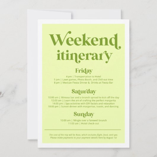 Margs & Matrimony Bachelorette Weekend Route Kaart (Achterkant)