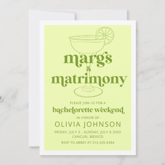 Margs & Matrimony Bachelorette Weekend Route Kaart (Voorkant)