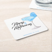 Margs & Matrimony Blauwe Bruidsmeisjesborrel Kartonnen Onderzetters (Schuin)