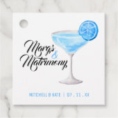 Margs & Matrimony Blauwe Margarita Bruiloftsfeest Bedankjes Labels (Voorkant)