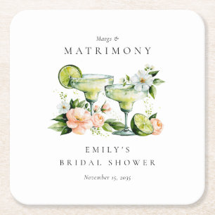 Margs & Matrimony Bloemachtige Bruidsfeest Kartonnen Onderzetters