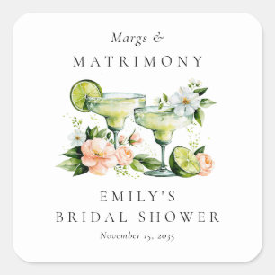Margs & Matrimony Bloemisten Bruiloft Feest Vierkante Sticker