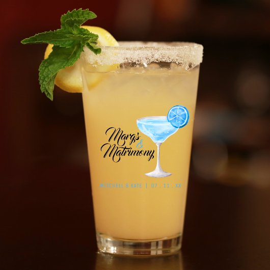 Margs & Matrimony Blue Margarita Bruiloftsfeest Glas