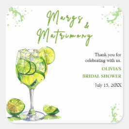Margs & Matrimony Cocktail Bruidsfeest Dank Je Vierkante Sticker
