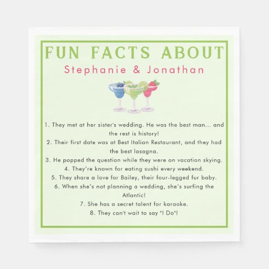 Margs & Matrimony Fun Facts Namen van het paar   Servet (Voorkant)