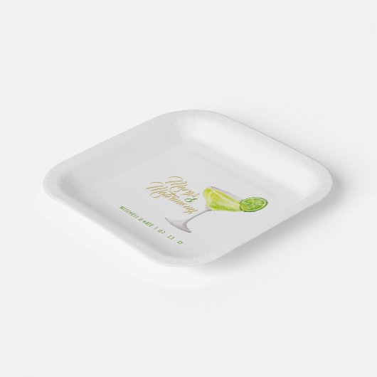 Margs & Matrimony Groen & Goud Bruidsfeest Papieren Bordje (Gebogen)