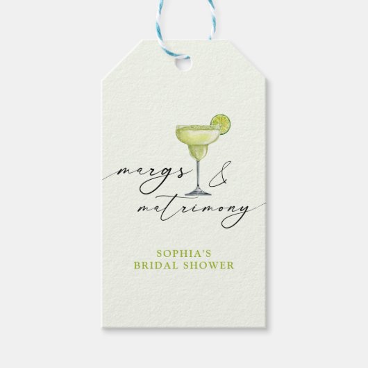 Margs & Matrimony Groen Limoen Bruiloftsfeest Cadeaulabel (Voorkant)