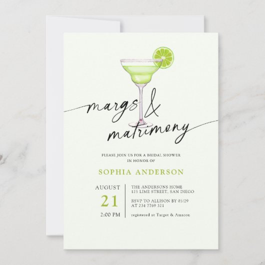 Margs & Matrimony Groen Limoen Vrijgezellenfeest Kaart (Voorkant)