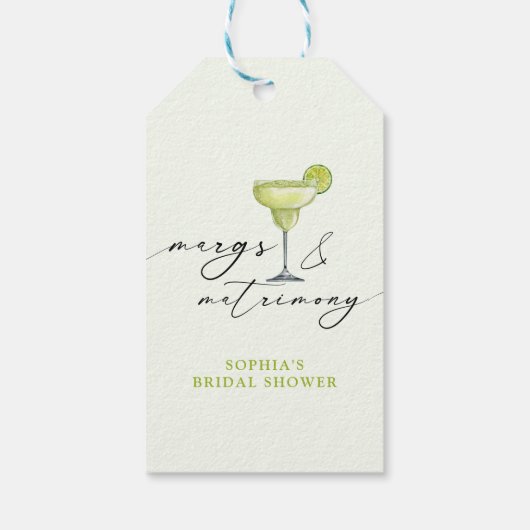 Margs & Matrimony Groene Lime Bruiloft Feest Cadeaulabel (Achterkant)