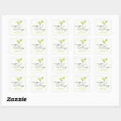 Margs & Matrimony Groene Lime Bruiloft Feest Vierkante Sticker (Vel)