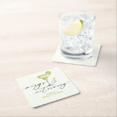 Margs & Matrimony Groene Lime Bruiloft Kartonnen Onderzetters (Insitu)