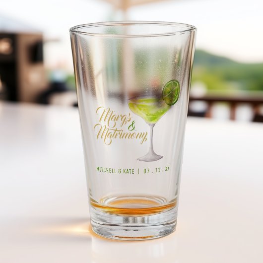 Margs & Matrimony Groene Margarita Bruiloftsfeest Glas