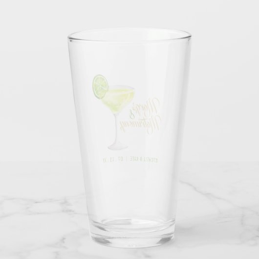 Margs & Matrimony Groene Margarita Bruiloftsfeest Glas (Achterkant)