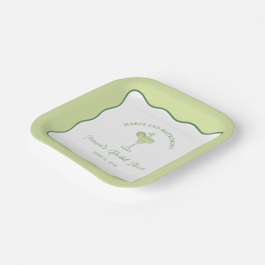 "Margs & Matrimony" Lime Margarita Bridal Shower Papieren Bordje (Gebogen)