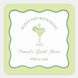 "Margs & Matrimony" Lime Margarita Bruiloftsfeest Vierkante Sticker