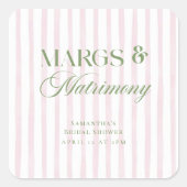Margs & Matrimony Lime Margarita Bruiloftsfeest Vierkante Sticker (Voorkant)
