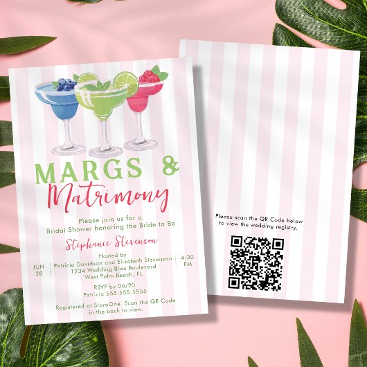 Margs & Matrimony Margarita QR Code Bruiloftsfeest Kaart