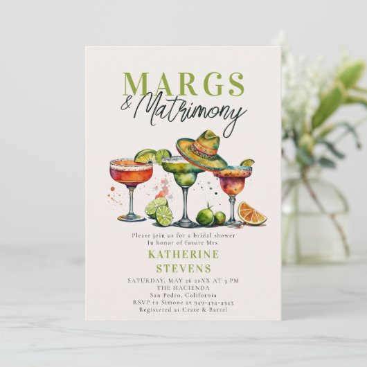 Margs Matrimony Margaritas Kleurrijk Vrijgezellenf Kaart (Staand voorkant)