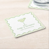 "Margs & Matrimony" Modern Lime Jonggezellenfeestj Kartonnen Onderzetters (Schuin)