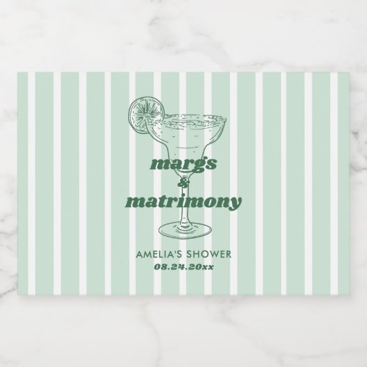 Margs & Matrimony Retro Bachelorette Vrijgezellenf Likeurfles Etiket (Enkel label)
