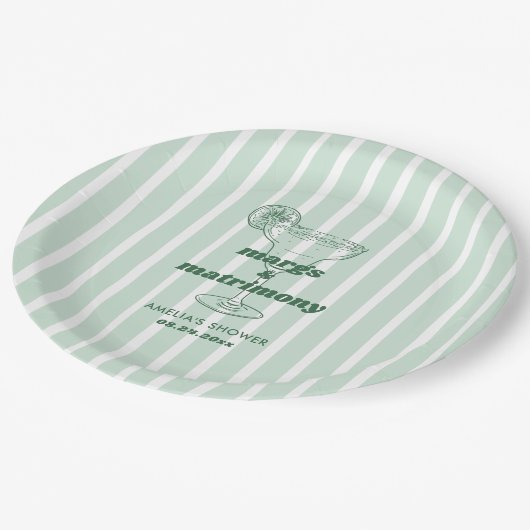 Margs & Matrimony Retro Bachelorette Vrijgezellenf Papieren Bordje (Gekanteld)