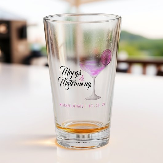 Margs & Matrimony Roze Margarita Bruiloftsfeest Glas