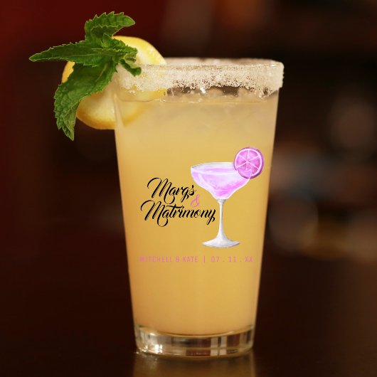 Margs & Matrimony Roze Margarita Bruiloftsfeest Glas