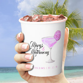 Margs & Matrimony Roze Margarita Bruiloftsfeest Papieren Bekers