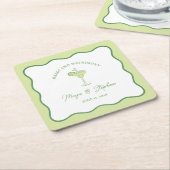 "Margs & Matrimony" Simple Lime Margarita Wedding Kartonnen Onderzetters (Schuin)