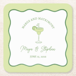 "Margs & Matrimony" Simple Lime Margarita Wedding Kartonnen Onderzetters