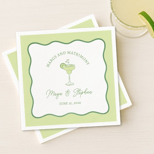 "Margs & Matrimony" Simple Lime Margarita Wedding Servet
