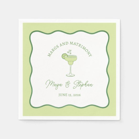 "Margs & Matrimony" Simple Lime Margarita Wedding Servet (Voorkant)