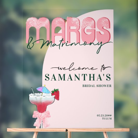 Margs Matrimony Tequila Bach Bruidsfeest Verwelkom Acryl Bord (Neutraal)
