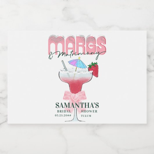 Margs Matrimony Tequila Bruidsfeest Afscheid Van D Sparkling Wijnetiket (Enkel label)