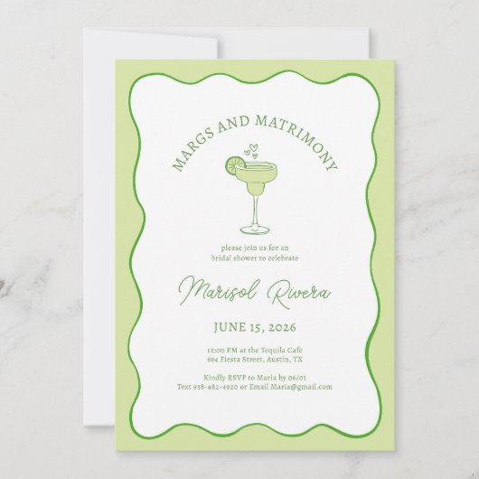 "Margs & Matrimony" Tequila Lime Bridal Shower Kaart (Voorkant)