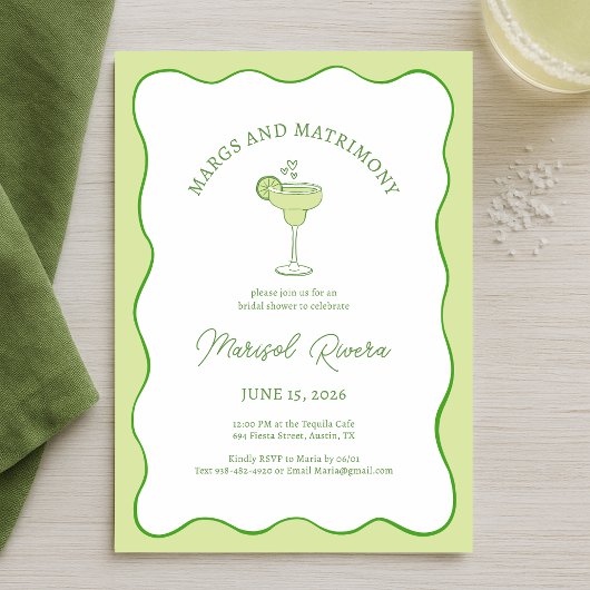 "Margs & Matrimony" Tequila Lime Bruiloftsfeest Kaart