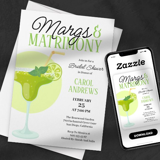 Margs & Matrimony Tropisch Groen Bruidsfeest Kaart