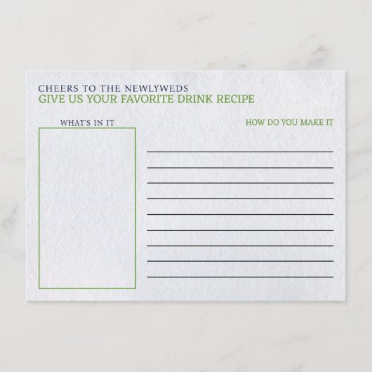 Margs & Matrimony Vrijgezellenfeest Drink Recept Informatiekaartje (Voorkant)