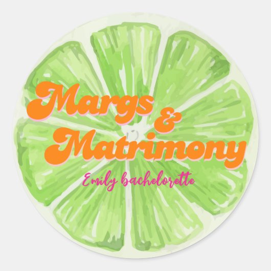 Margs & Matrimony vrijgezellenfeest Ronde Sticker (Voorkant)