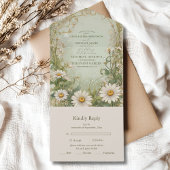Marguerite Daisy Dusty Wedding All In One Uitnodiging