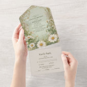 Marguerite Daisy Dusty Wedding All In One Uitnodiging (Afscheurbaar)