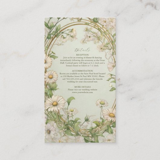 Marguerite Daisy Dusty Wedding Informatiekaartje (Voorkant)