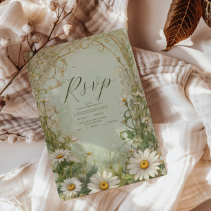 Marguerite Daisy Dusty Wedding RSVP Kaartje