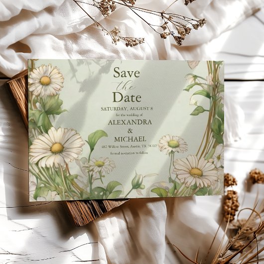 Marguerite Daisy Dusty Wedding Save The Date