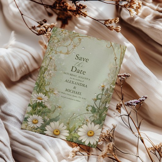 Marguerite Daisy Dusty Wedding Save The Date