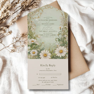 Marguerite Daisy Stof Bruiloft All In One Uitnodiging